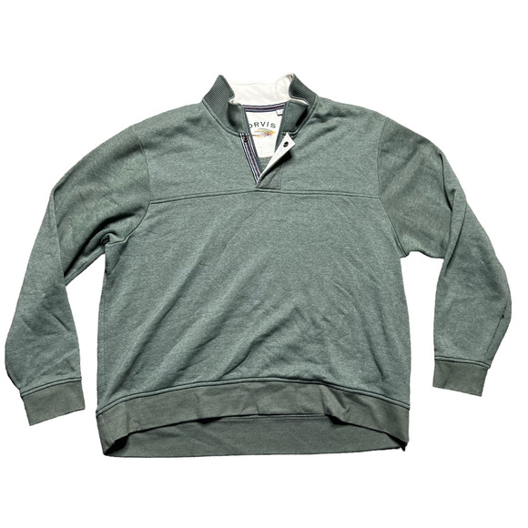 Orvis Other - Orvis Pullover 1/4 Zip Snap Mock Neck Sweater Fly Fishing Green Mens Size XXL